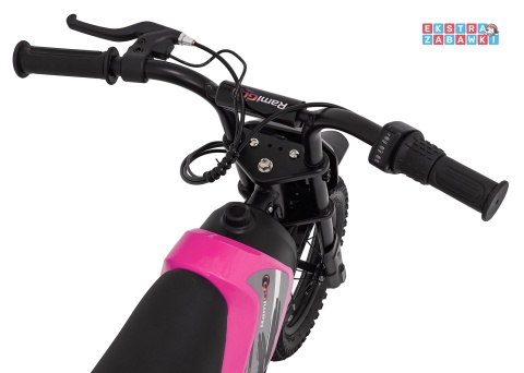 Motorek SHARK na akumulator - różowy, 1x150W 12V/4Ah Li-ion, do 15km/h, pompowane opony, hamulec bębnowy [HP02E]