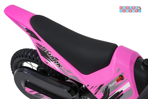 Motorek SHARK na akumulator - różowy, 1x150W 12V/4Ah Li-ion, do 15km/h, pompowane opony, hamulec bębnowy [HP02E]