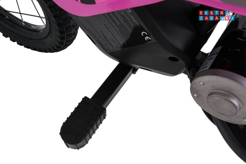 Motorek SHARK na akumulator - różowy, 1x150W 12V/4Ah Li-ion, do 15km/h, pompowane opony, hamulec bębnowy [HP02E]