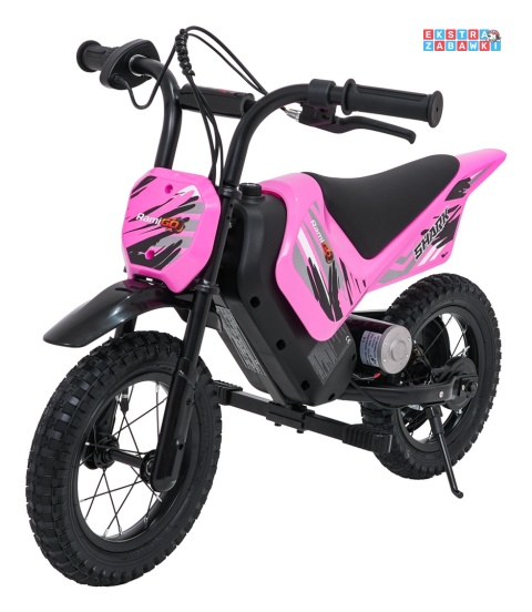 Motorek SHARK na akumulator - różowy, 1x150W 12V/4Ah Li-ion, do 15km/h, pompowane opony, hamulec bębnowy [HP02E]