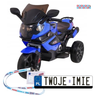 Grand Sport Motorek na akumulator - niebieski, 2x20W 12V/4.5Ah, światła LED, koła EVA, panel audio [LQ-168A]