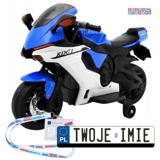 Superbike R1 na akumulator - niebieski, 1x30W 6V/7Ah, kółka boczne, LED, klakson, do 30 kg [TR1603]