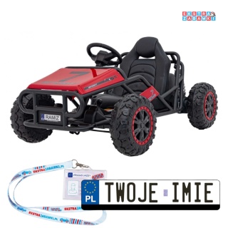 Sportowy gokart Sport 5 na akumulator - czerwony, 2x100W 24V/10Ah, EVA, ekoskóra, pasy [A8812]