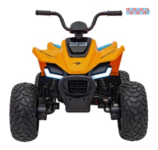 Quad Mclaren Racing MCL 35 na akumulator - pomarańczowy, 4x35W 12V/10Ah, pilot, ekoskóra, EVA, MP3 [JL212]
