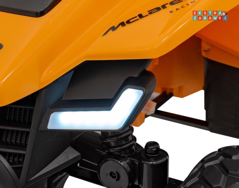 Quad Mclaren Racing MCL 35 na akumulator - pomarańczowy, 4x35W 12V/10Ah, pilot, ekoskóra, EVA, MP3 [JL212]