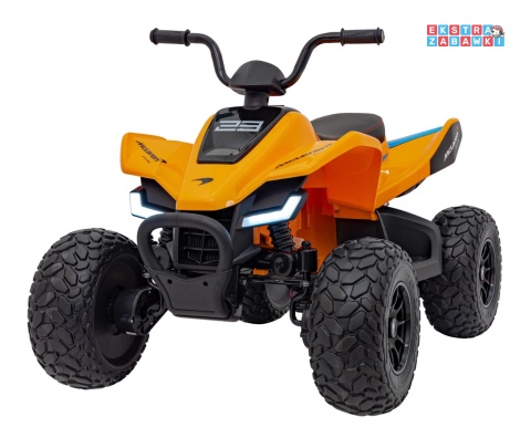 Quad Mclaren Racing MCL 35 na akumulator - pomarańczowy, 4x35W 12V/10Ah, pilot, ekoskóra, EVA, MP3 [JL212]
