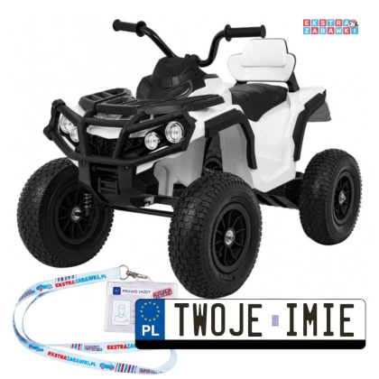 Quad ATV Air na akumulator - biały, 2x45W 12V/7Ah, koła pompowane, MP3, wolny start [BDM0906.AIR]