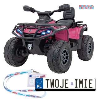 Quad CAN-AM Outlander na akumulator - różowy, 4x45W 12V/14Ah, pilot, LED, koła EVA [CA005.2.4GHZ]