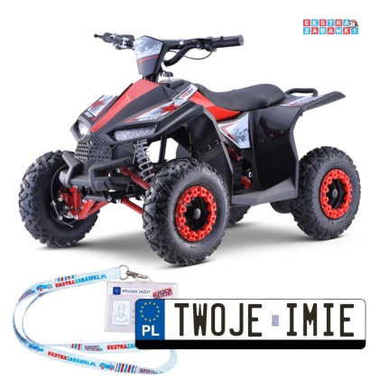 Quad HIPERFECT na akumulator - czerwony, 1x1000W 48V/12Ah, silnik bezszczotkowy, pompowane opony, ekoskóra [ATV-11E]
