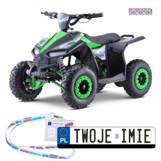 Quad HIPERFECT na akumulator - zielony, 1x1000W 48V/12Ah, silnik bezszczotkowy, pompowane opony, ekoskóra [ATV-11E]
