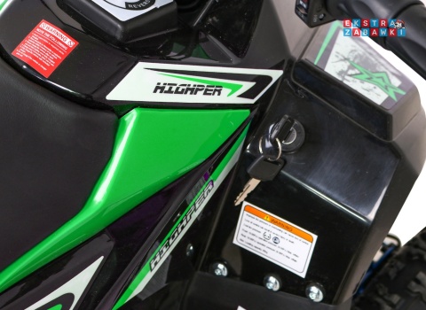 Quad HIPERFECT na akumulator - zielony, 1x1000W 48V/12Ah, silnik bezszczotkowy, pompowane opony, ekoskóra [ATV-11E]