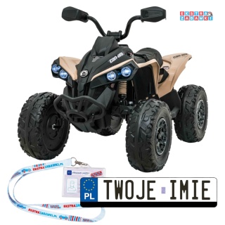 Quad Maverick ATV na akumulator - beżowy, 2x200W 24V/5Ah, EVA, ekoskóra, LED, pokrowiec [DK-CA002]
