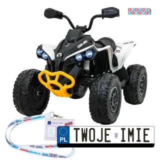Quad Maverick ATV na akumulator - biały, 2x200W 24V/5Ah, EVA, ekoskóra, LED, pokrowiec [DK-CA002]