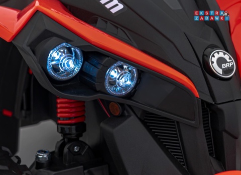 Quad Maverick ATV na akumulator - czerwony, 2x200W 24V/5Ah, EVA, ekoskóra, LED, pokrowiec [DK-CA002]