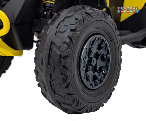 Quad Maverick ATV na akumulator - żółty, 2x200W 24V/5Ah, EVA, ekoskóra, LED, pokrowiec [DK-CA002]
