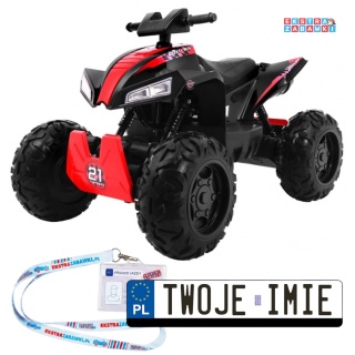 Quad Sport Run na akumulator - czarny, 4x45W 12V/10Ah, LED, EVA, Radio, MP3 [S2888]
