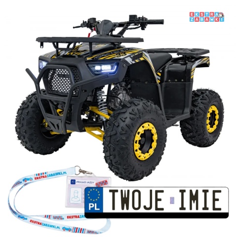 Quad spalinowy 125cc Discoverer - żółty jednocylindrowy czterosuwowy z zapłonem e-start, automat z rewersem [ATV009.8]
