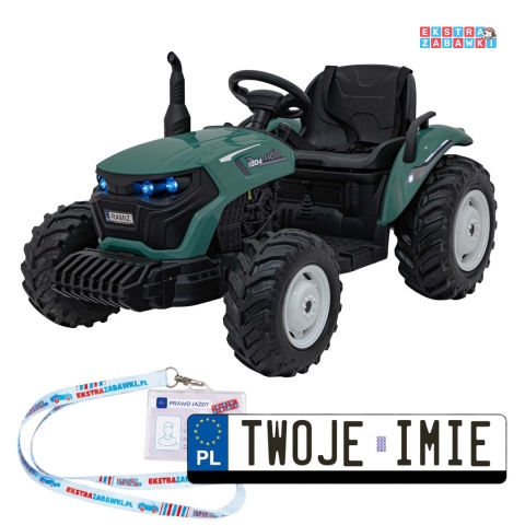 Traktor Grow 1804 na akumulator - ciemnozielony, 2x100W 24V/7Ah, Bluetooth, EVA, pilot, LED, 5-punktowe pasy [HC-306]