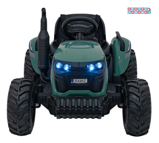 Traktor Grow 1804 na akumulator - ciemnozielony, 2x100W 24V/7Ah, Bluetooth, EVA, pilot, LED, 5-punktowe pasy [HC-306]