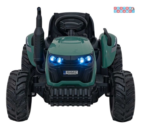 Traktor Grow 1804 na akumulator - ciemnozielony, 2x100W 24V/7Ah, Bluetooth, EVA, pilot, LED, 5-punktowe pasy [HC-306]