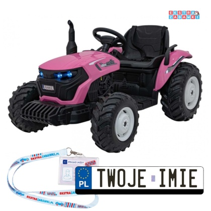 Traktor Grow 1804 na akumulator - różowy, 2x100W 24V/7Ah, Bluetooth, EVA, pilot, LED, 5-punktowe pasy [HC-306]