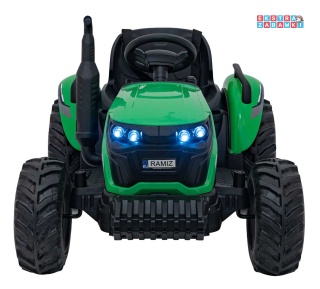 Traktor Grow 1804 na akumulator - zielony, 2x100W 24V/7Ah, Bluetooth, EVA, pilot, LED, 5-punktowe pasy [HC-306]