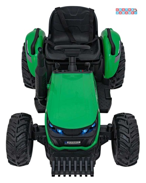 Traktor Grow 1804 na akumulator - zielony, 2x100W 24V/7Ah, Bluetooth, EVA, pilot, LED, 5-punktowe pasy [HC-306]