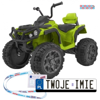 Quad ATV z pilotem na akumulator - zielony, 2x45W 12V/7Ah, EVA, Radio, MP3, Wolny Start [BDM0906.2.4GHZ]