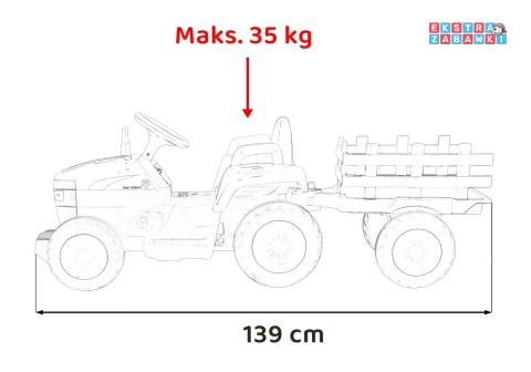 Traktor z przyczepą New Holland T7 na akumulator - niebieski, 2x35W 12V/7Ah, panel muzyczny, LED, AUX [A009B]