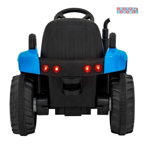 Traktor z przyczepą New Holland T7 na akumulator - niebieski, 2x35W 12V/7Ah, panel muzyczny, LED, AUX [A009B]