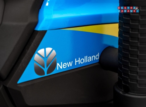 Traktor z przyczepą New Holland T7 na akumulator - niebieski, 2x35W 12V/7Ah, panel muzyczny, LED, AUX [A009B]