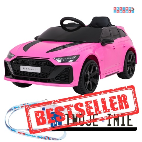 Audi RS6 Avant na akumulator - różowy, 4x35W 12V/9Ah, pilot, EVA, LED, pokrowiec [QLS-8620] [S]