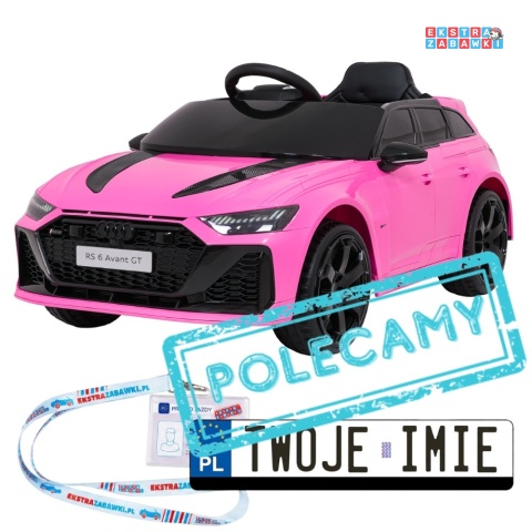 Audi RS6 Avant na akumulator - różowy, 4x35W 12V/9Ah, pilot, EVA, LED, pokrowiec [QLS-8620]