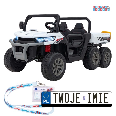 Farmer Truck Speed 900 na akumulator - biały, 4x45W 12V/10Ah, EVA, ekoskóra, elektryczny kiper [XMX-623B]