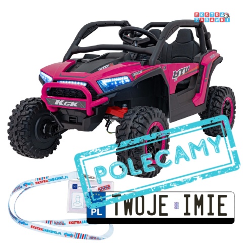 KCK buggy na akumulator - różowy, 4x50W 24V/9Ah, pilot, ekoskóra, EVA, MP3, Bluetooth [XMX-639]