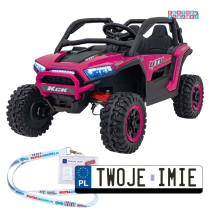 KCK buggy na akumulator - różowy, 4x50W 24V/9Ah, pilot, ekoskóra, EVA, MP3, Bluetooth [XMX-639]