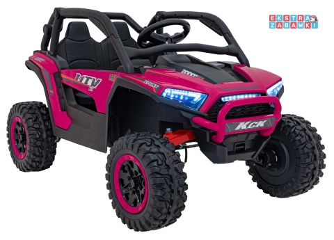 KCK buggy na akumulator - różowy, 4x50W 24V/9Ah, pilot, ekoskóra, EVA, MP3, Bluetooth [XMX-639]