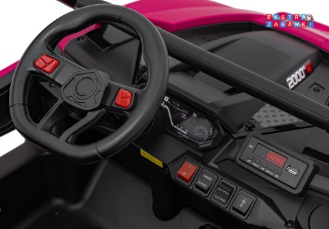 KCK buggy na akumulator - różowy, 4x50W 24V/9Ah, pilot, ekoskóra, EVA, MP3, Bluetooth [XMX-639]