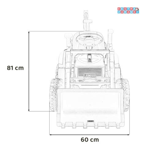 Koparka 2w1 JCB z łyżką na akumulator - żółty, 2x35W 12V/10Ah, pilot, klakson, wolny start, pasy [BDM0960B]