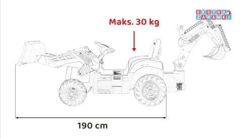 Koparka 2w1 JCB z łyżką na akumulator - żółty, 2x35W 12V/10Ah, pilot, klakson, wolny start, pasy [BDM0960B]