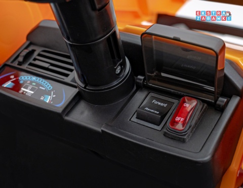 Koparka 2w1 JCB z łyżką na akumulator - żółty, 2x35W 12V/10Ah, pilot, klakson, wolny start, pasy [BDM0960B]