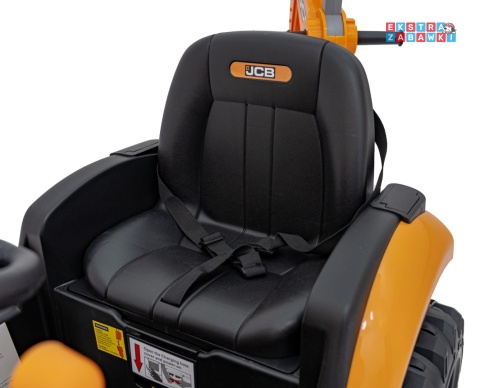 Koparka 2w1 JCB z łyżką na akumulator - żółty, 2x35W 12V/10Ah, pilot, klakson, wolny start, pasy [BDM0960B]