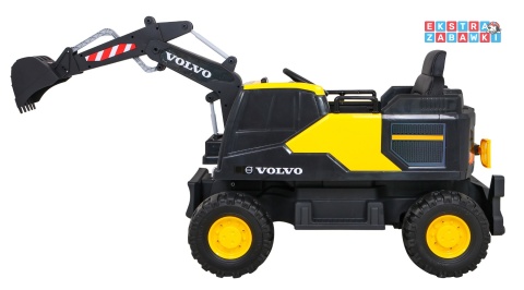 Koparka Volvo z ruchomą łyżką na akumulator - żółty, 2x35W 12V/14Ah, pilot, EVA, wolny start, LED, 2 baseniki [DK-VE888]