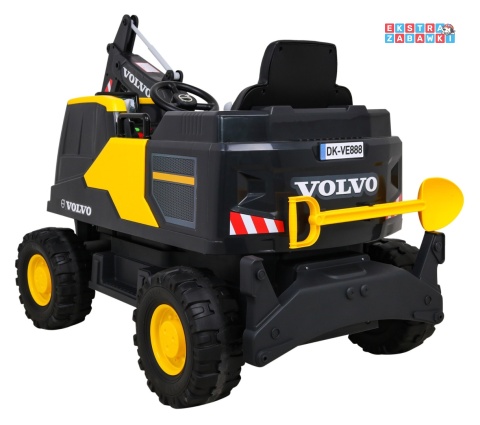 Koparka Volvo z ruchomą łyżką na akumulator - żółty, 2x35W 12V/14Ah, pilot, EVA, wolny start, LED, 2 baseniki [DK-VE888]