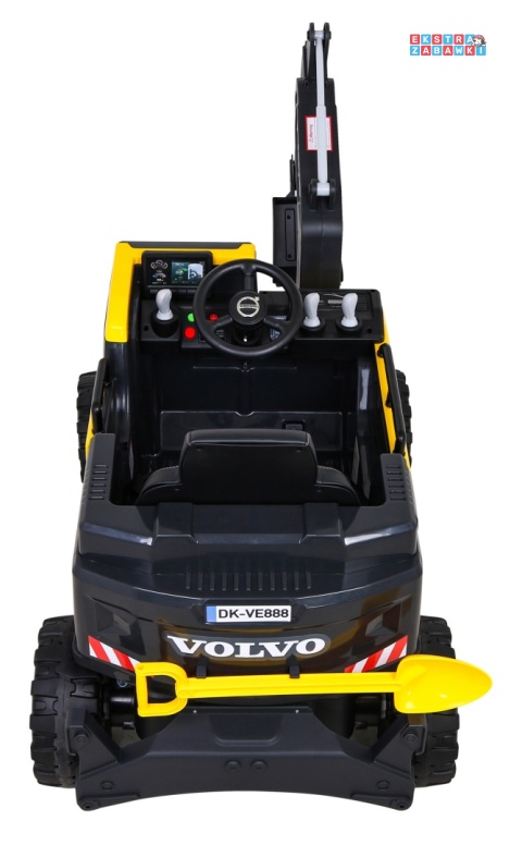 Koparka Volvo z ruchomą łyżką na akumulator - żółty, 2x35W 12V/14Ah, pilot, EVA, wolny start, LED, 2 baseniki [DK-VE888]