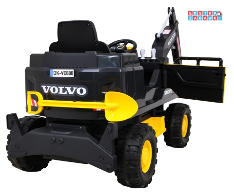 Koparka Volvo z ruchomą łyżką na akumulator - żółty, 2x35W 12V/14Ah, pilot, EVA, wolny start, LED, 2 baseniki [DK-VE888]