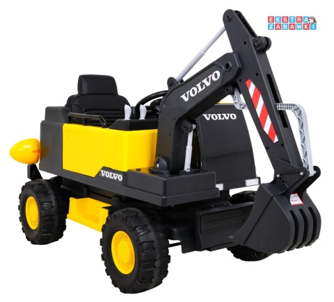 Koparka Volvo z ruchomą łyżką na akumulator - żółty, 2x35W 12V/14Ah, pilot, EVA, wolny start, LED, 2 baseniki [DK-VE888]