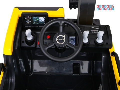 Koparka Volvo z ruchomą łyżką na akumulator - żółty, 2x35W 12V/14Ah, pilot, EVA, wolny start, LED, 2 baseniki [DK-VE888]