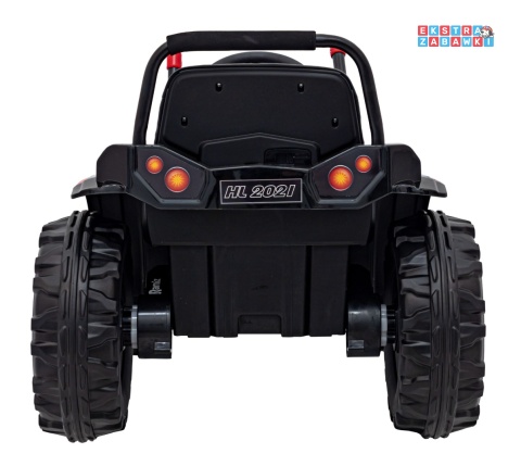 Koparka traktor na akumulator - czerwony, 2x35W 12V/7Ah, Bluetooth, ekoskóra, pilot, pasy [HL389]