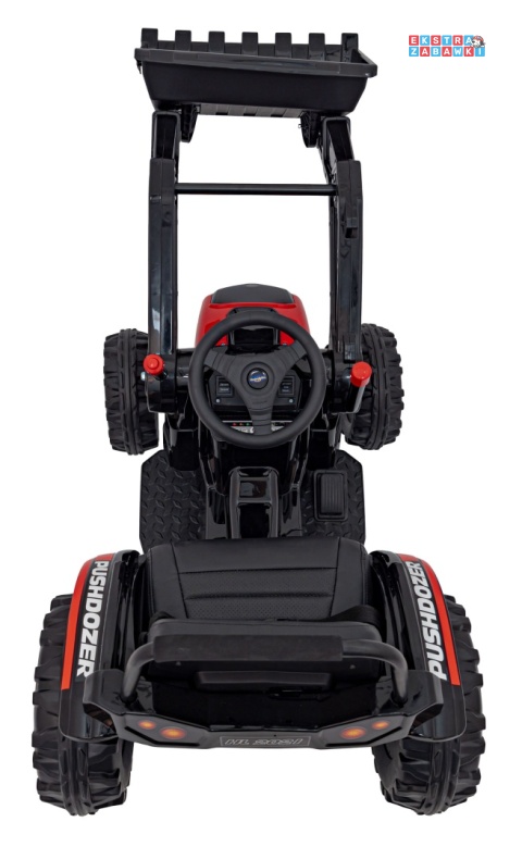 Koparka traktor na akumulator - czerwony, 2x35W 12V/7Ah, Bluetooth, ekoskóra, pilot, pasy [HL389]